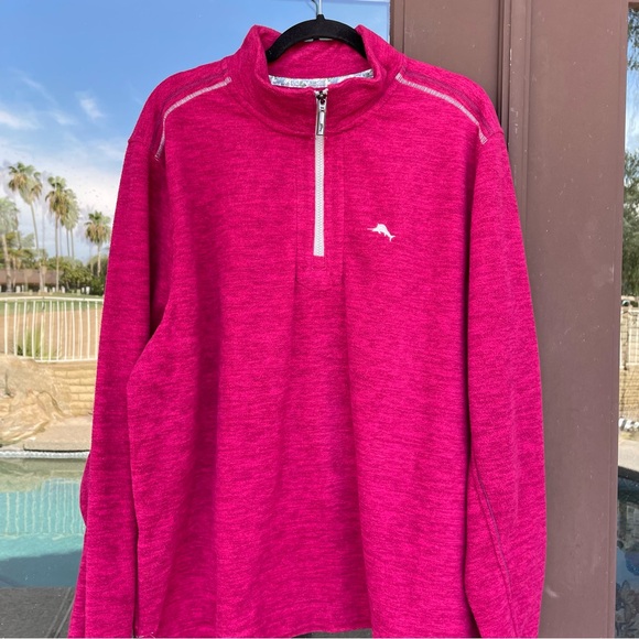 Tommy Bahama Fuchsia 1/4-Zip Fleece Pullover XL - Picture 3 of 11